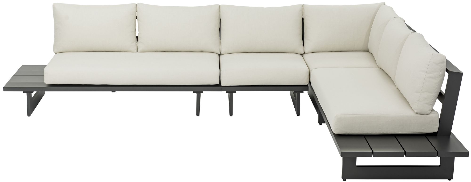 Maldives 102" x 129.5" 4-Piece Outdoor Patio Waterproof Fabric Modular Sectional with Aluminum Frame