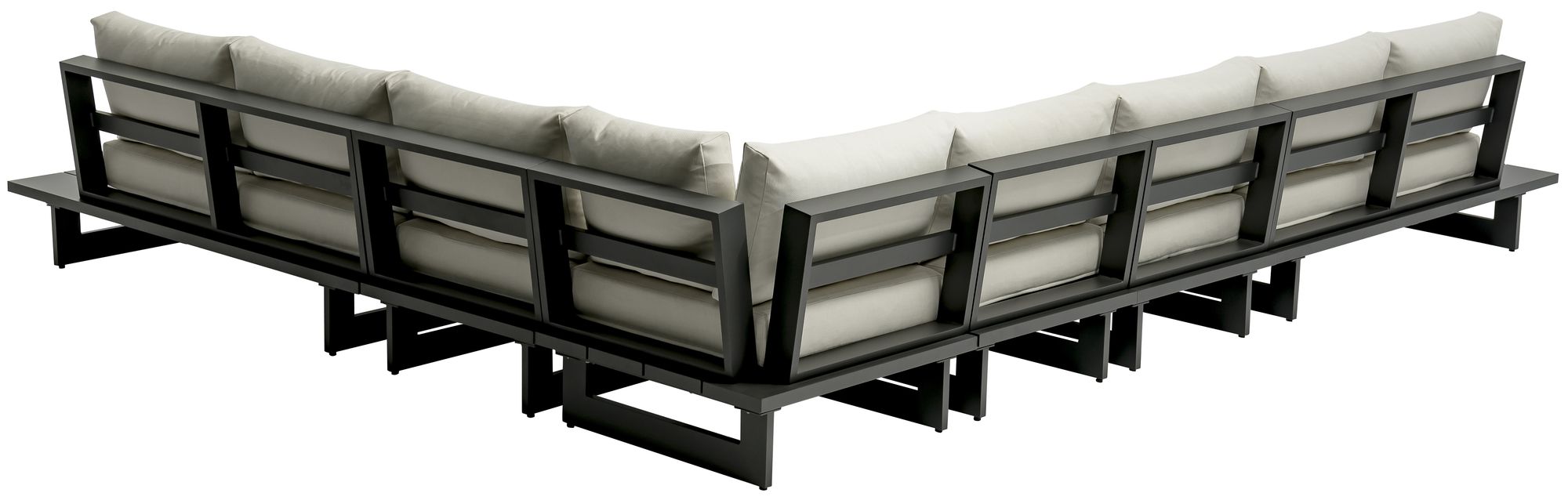 Maldives 157" x 129.5" 6-Piece Outdoor Patio Waterproof Fabric Modular Sectional with Aluminum Frame