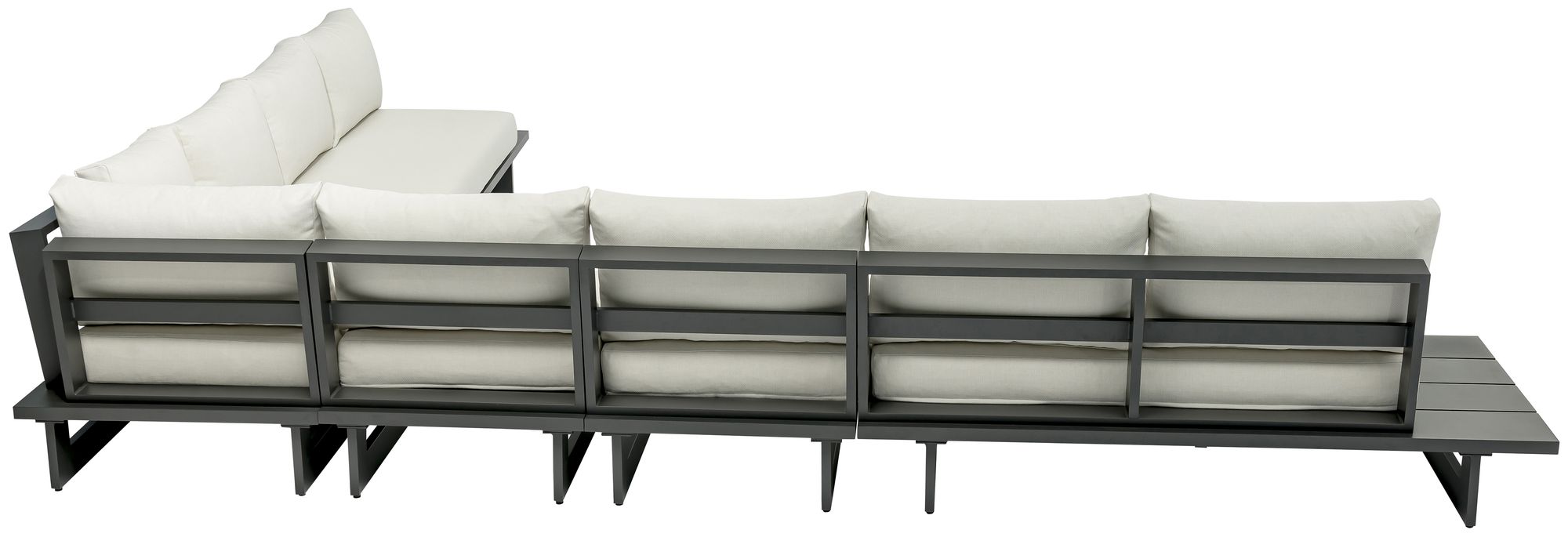 Maldives 157" x 129.5" 6-Piece Outdoor Patio Waterproof Fabric Modular Sectional with Dark Grey Aluminum Frame