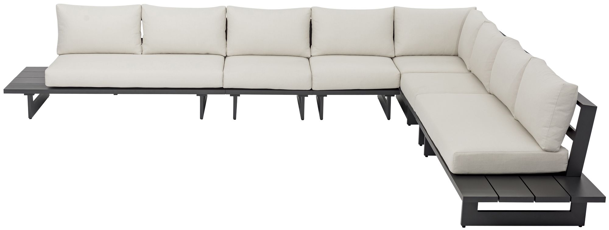 Maldives 157" x 129.5" 6-Piece Outdoor Patio Waterproof Fabric Modular Sectional with Dark Grey Aluminum Frame