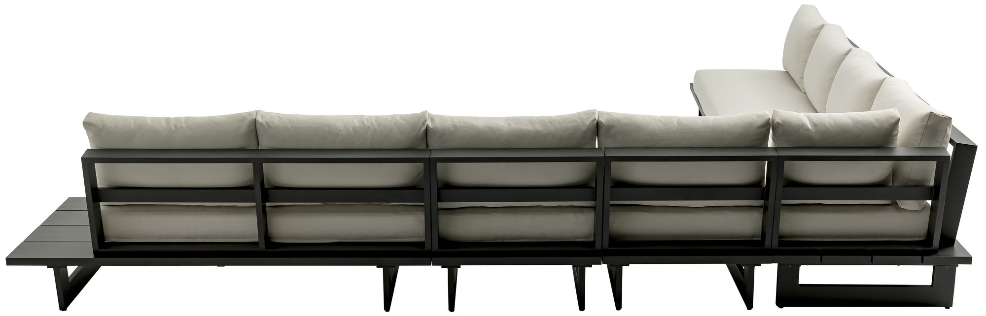 Maldives 129.5" x 157" 6-Piece Outdoor Patio Waterproof Fabric Modular Sectional with Dark Grey Aluminum Frame