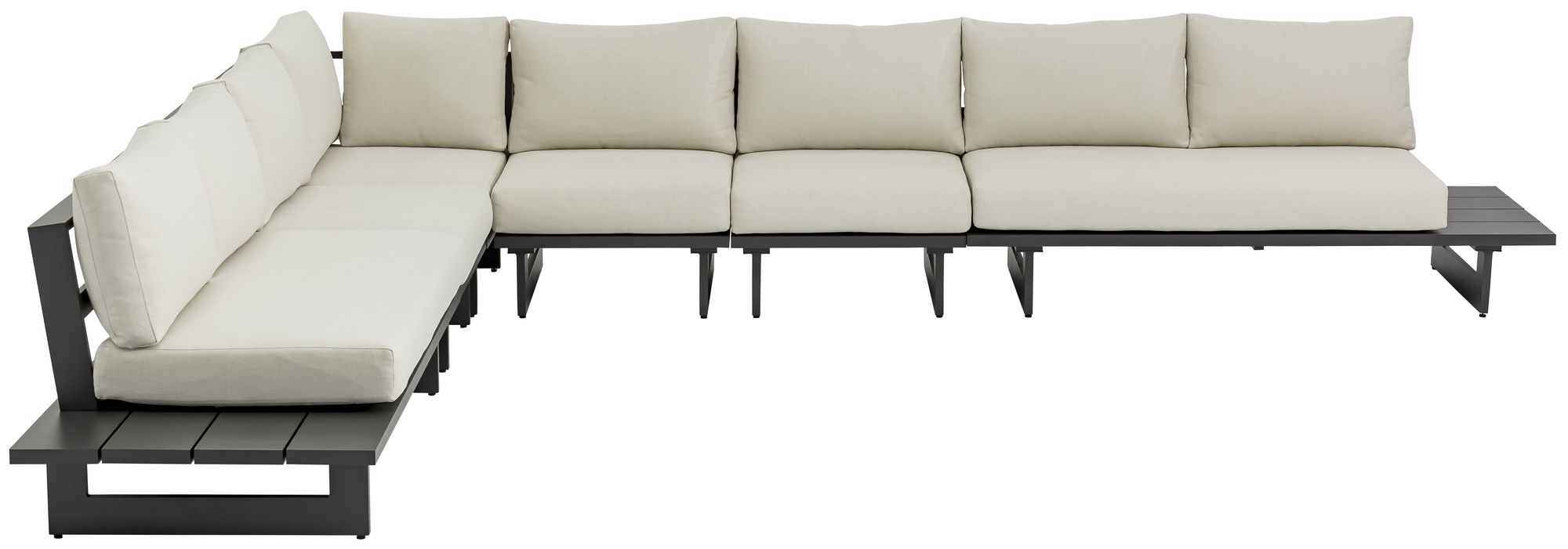 Maldives 129.5" x 157" 6-Piece Outdoor Patio Waterproof Fabric Modular Sectional with Aluminum Frame