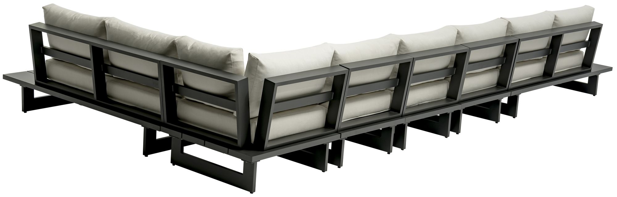 Maldives 102" x 184.5" 6-Piece Outdoor Patio Waterproof Fabric Modular Sectional with Aluminum Frame