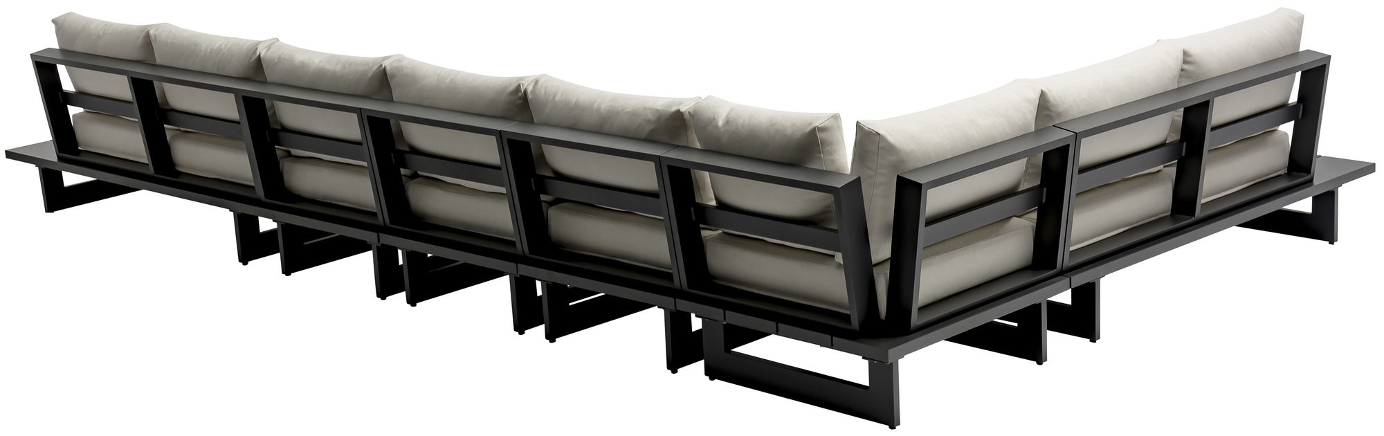 Maldives 184.5" x 102" 6-Piece Outdoor Patio Waterproof Fabric Modular Sectional with Aluminum Frame