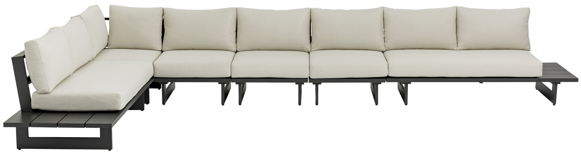 Maldives 184.5" x 102" 6-Piece Outdoor Patio Waterproof Fabric Modular Sectional with Aluminum Frame