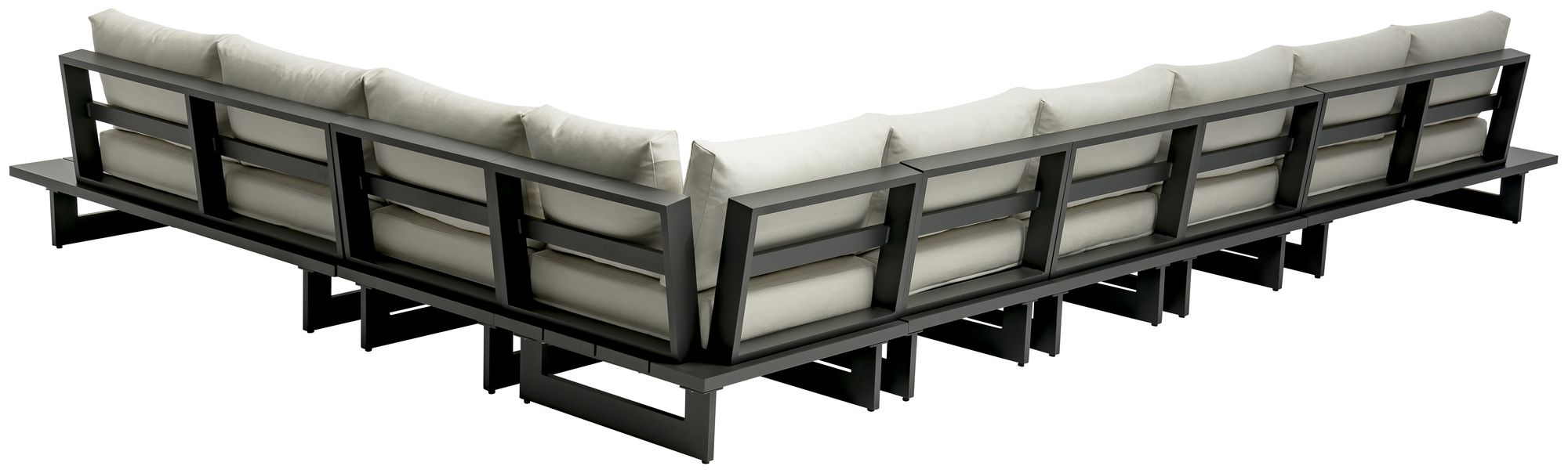 Maldives 129.5" x 184.5" 7-Piece Outdoor Patio Waterproof Fabric Modular Sectional with Aluminum Frame