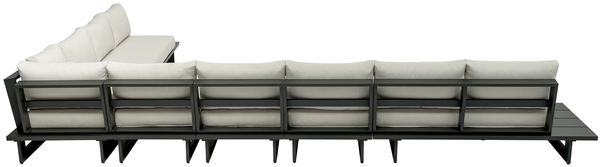 Maldives 129.5" x 184.5" 7-Piece Outdoor Patio Waterproof Fabric Modular Sectional with Aluminum Frame