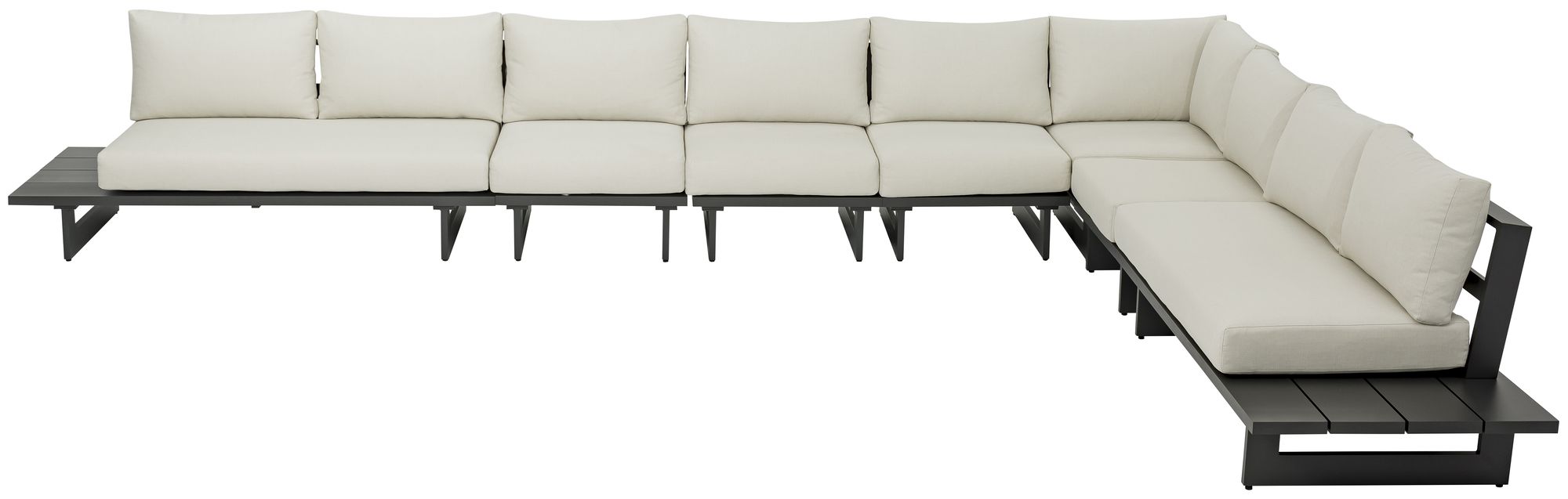 Maldives 129.5" x 184.5" 7-Piece Outdoor Patio Waterproof Fabric Modular Sectional with Aluminum Frame