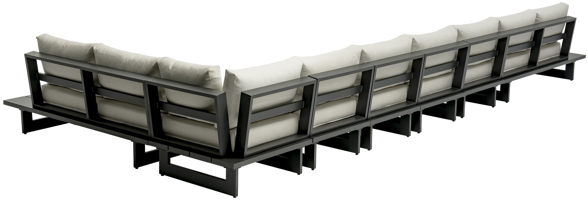 Maldives 212" x 102" 7-Piece Outdoor Patio Waterproof Fabric Modular Sectional with Dark Grey Aluminum Frame, Composition 1