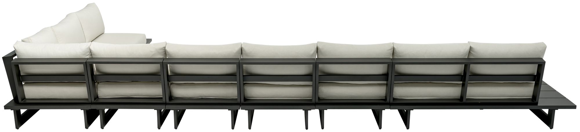 Maldives 212" x 102" 7-Piece Outdoor Patio Waterproof Fabric Modular Sectional with Dark Grey Aluminum Frame, Composition 1