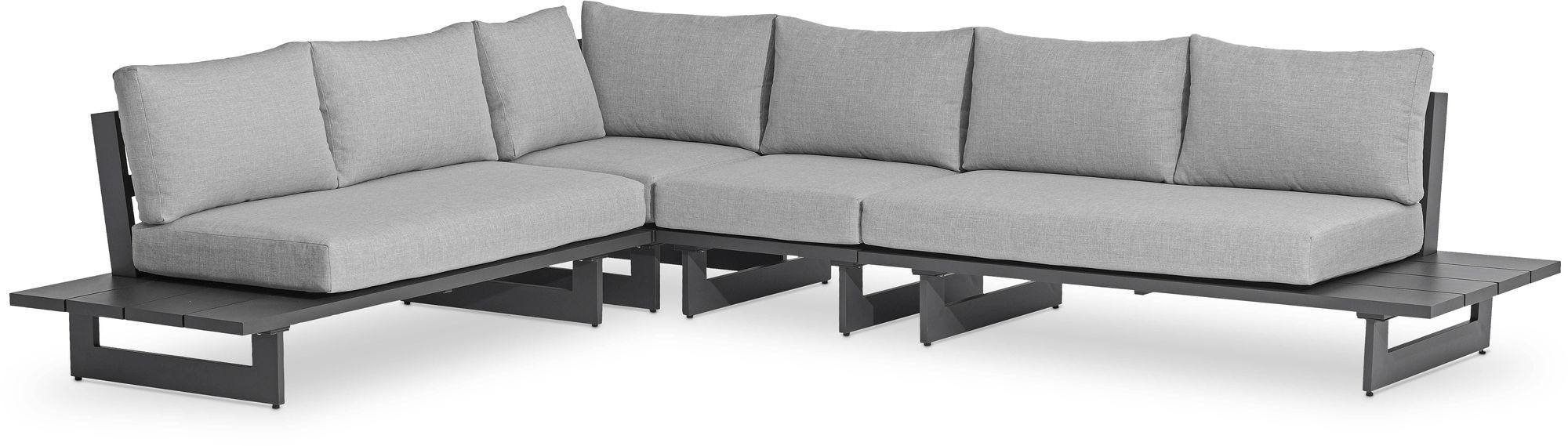 Maldives 129.5" x 102" 4-Piece Outdoor Patio Waterproof Fabric Modular Sectional with Aluminum Frame