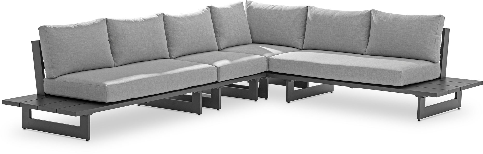 Maldives 102" x 129.5" 4-Piece Outdoor Patio Waterproof Fabric Modular Sectional with Aluminum Frame