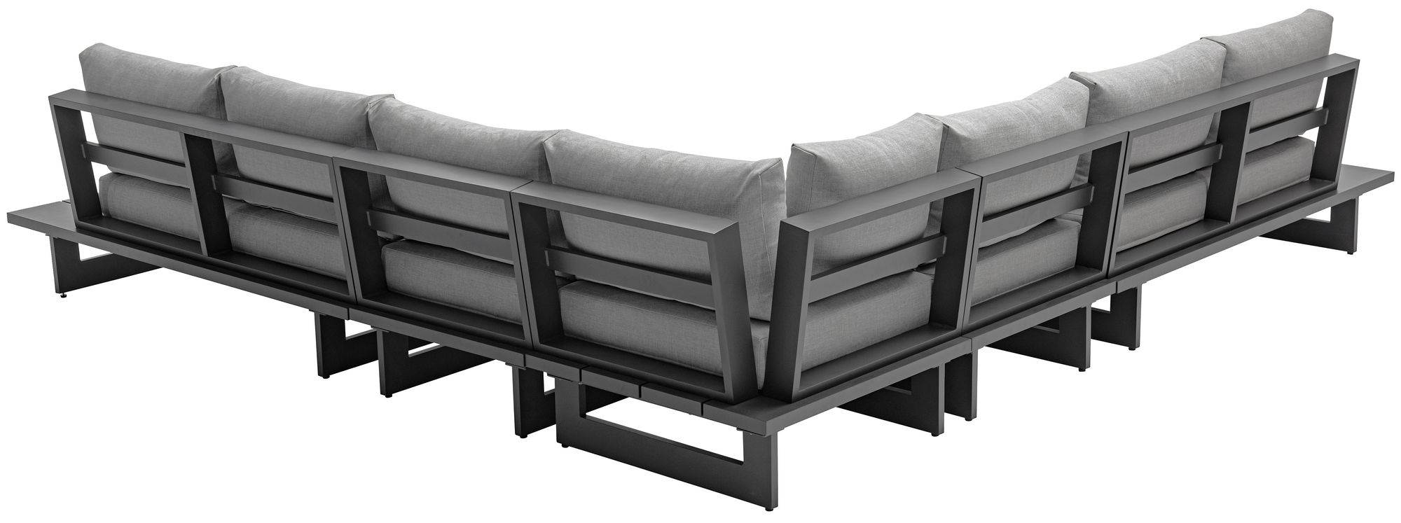 Maldives 129.5" 5-Piece Outdoor Patio Waterproof Fabric Modular Sectional with Dark Grey Aluminum Frame