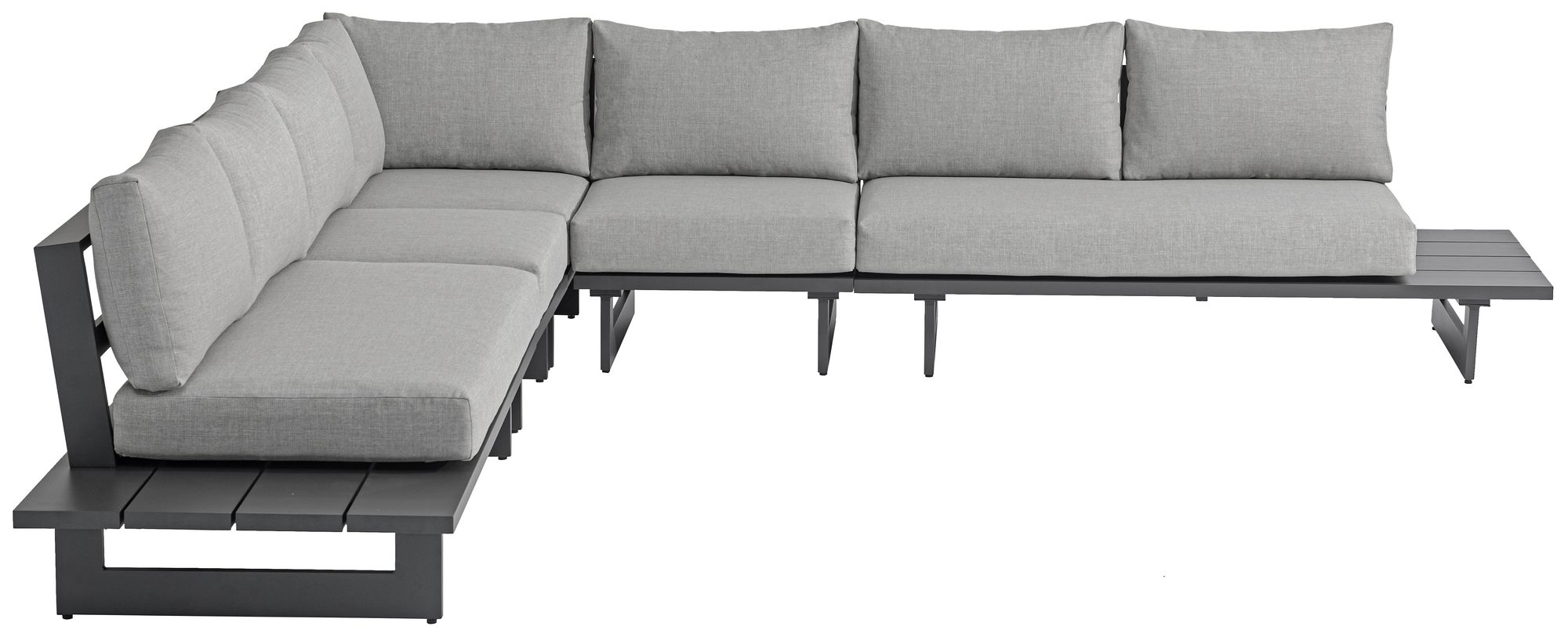 Maldives 129.5" 5-Piece Outdoor Patio Waterproof Fabric Modular Sectional with Dark Grey Aluminum Frame