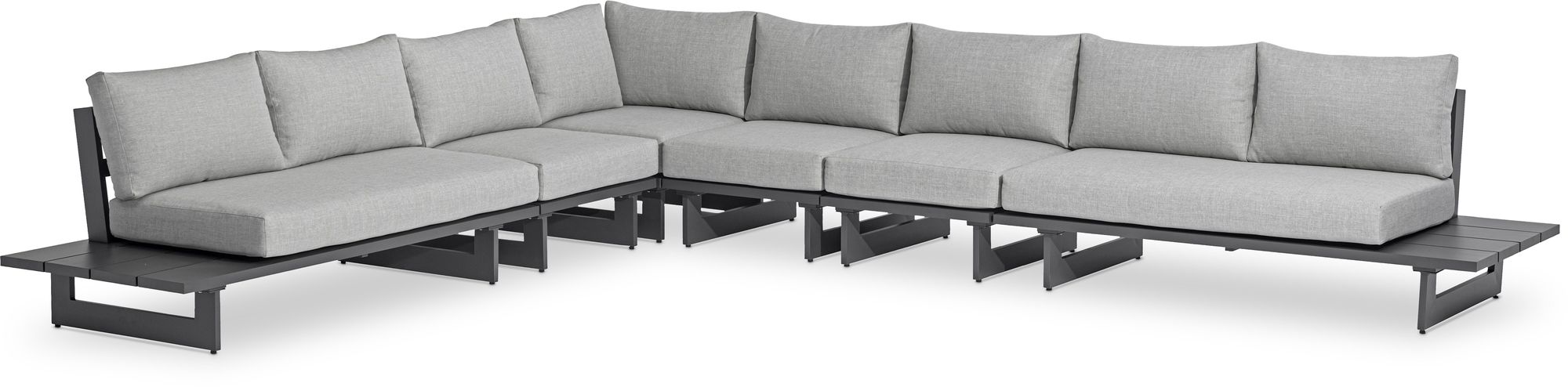 Maldives 129.5" x 157" 6-Piece Outdoor Patio Waterproof Fabric Modular Sectional with Aluminum Frame