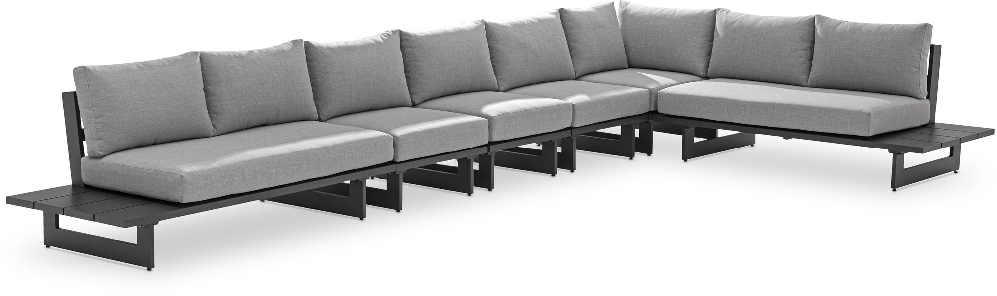 Maldives 102" x 184.5" 6-Piece Outdoor Patio Waterproof Fabric Modular Sectional with Aluminum Frame