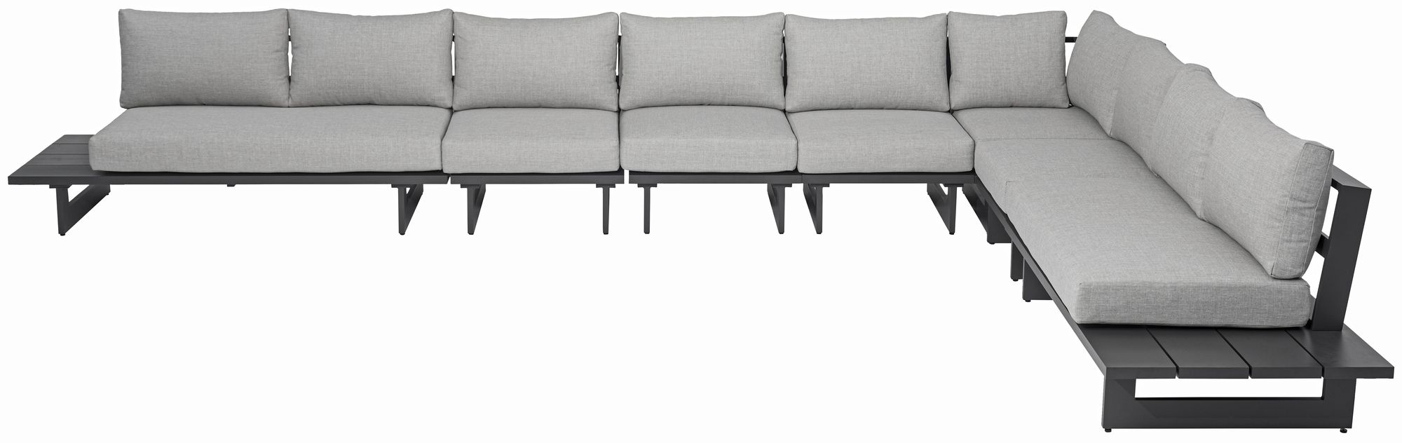 Maldives 129.5" x 184.5" 7-Piece Outdoor Patio Waterproof Fabric Modular Sectional with Aluminum Frame