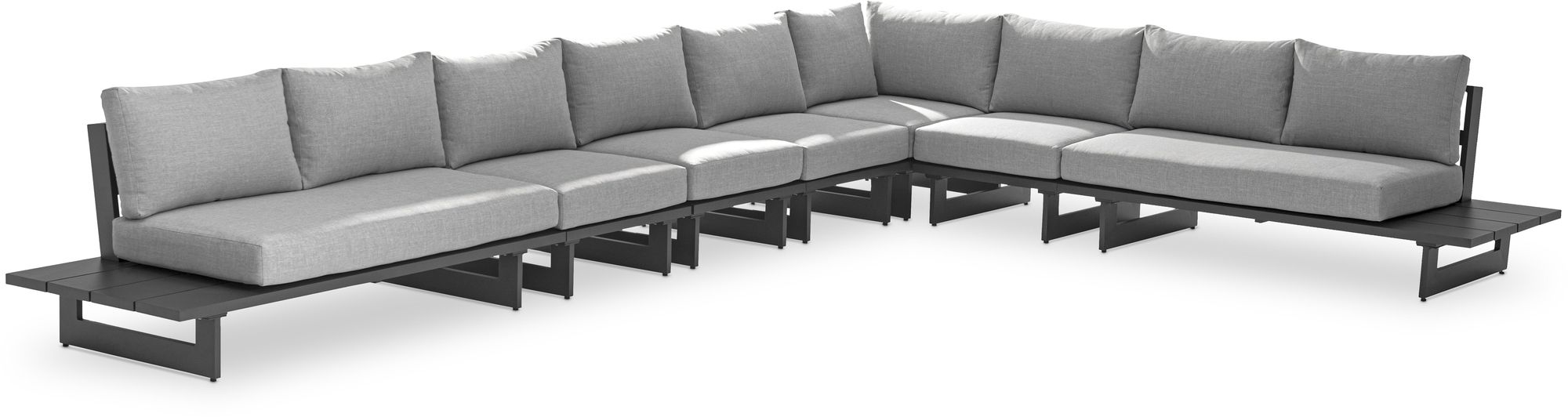 Maldives 129.5" x 184.5" 7-Piece Outdoor Patio Waterproof Fabric Modular Sectional with Aluminum Frame