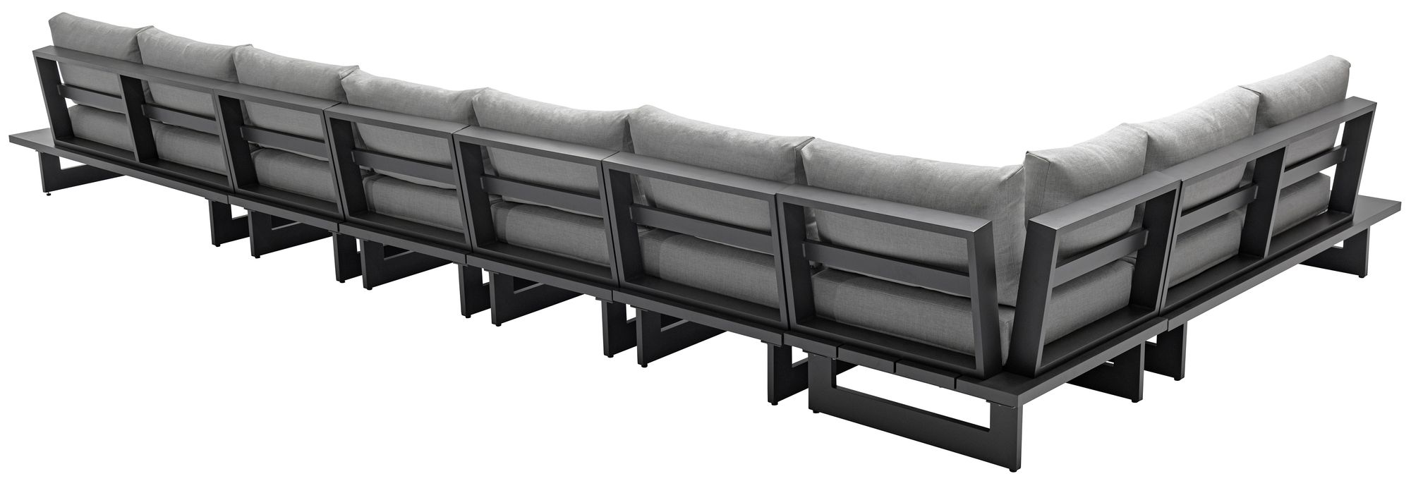 Maldives 212" x 102" 7-Piece Outdoor Patio Waterproof Fabric Modular Sectional with Dark Grey Aluminum Frame, Composition 2