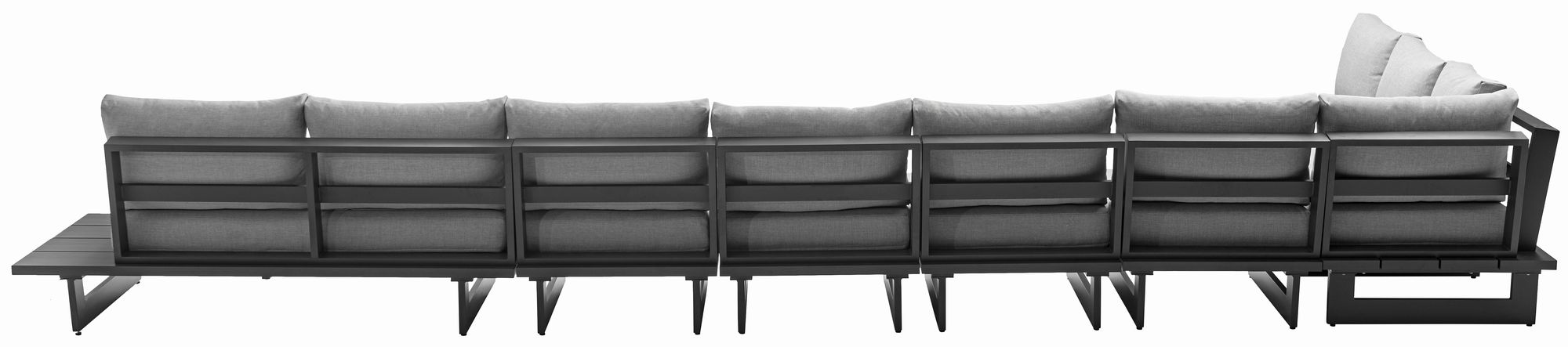 Maldives 212" x 102" 7-Piece Outdoor Patio Waterproof Fabric Modular Sectional with Dark Grey Aluminum Frame, Composition 2