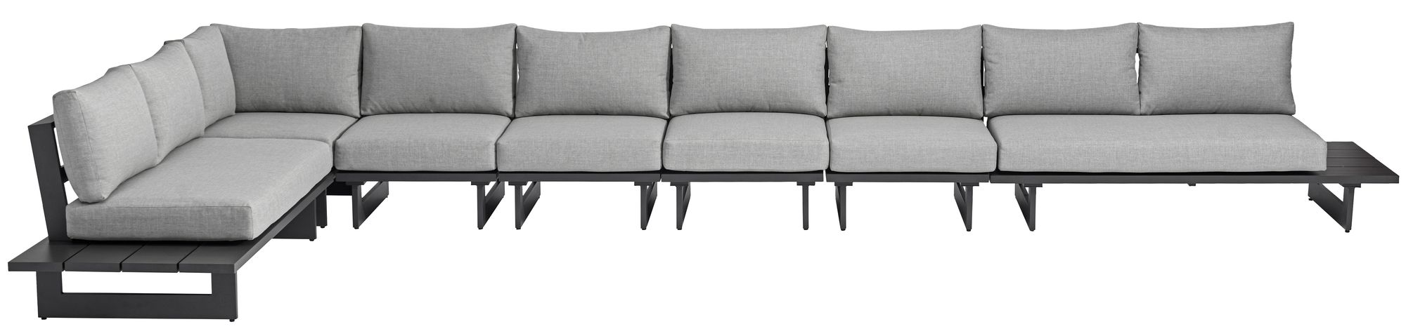 Maldives 212" x 102" 7-Piece Outdoor Patio Waterproof Fabric Modular Sectional with Dark Grey Aluminum Frame, Composition 2