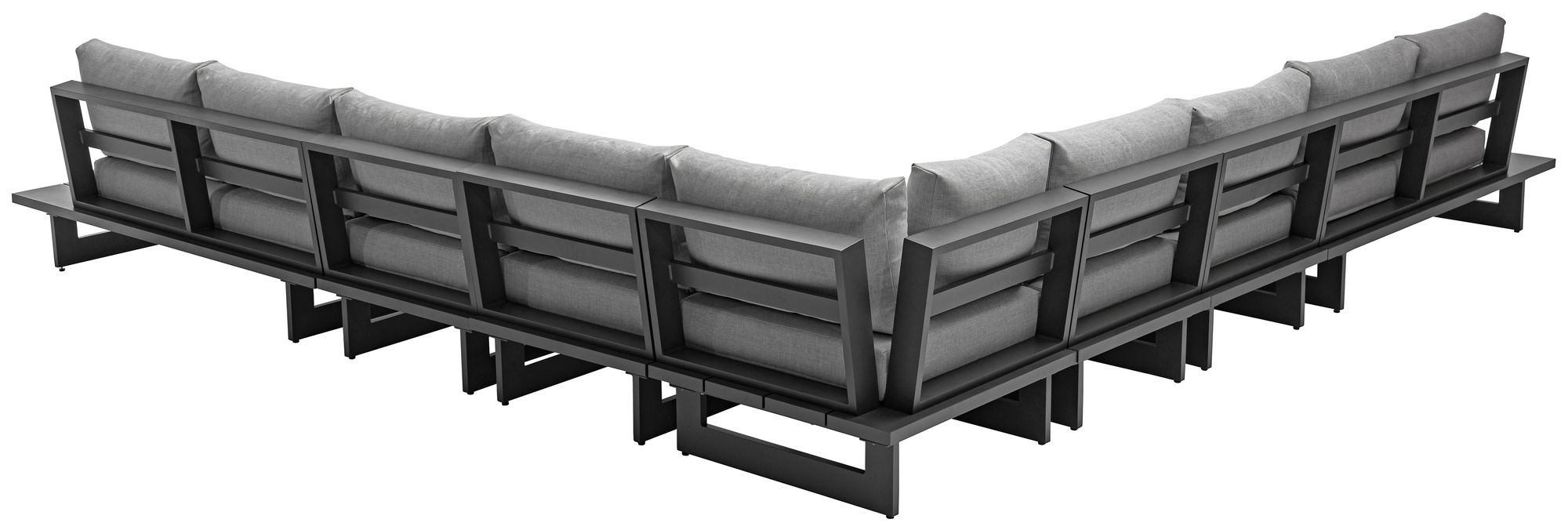 Maldives 157" 7-Piece Outdoor Patio Waterproof Fabric Modular Sectional with Dark Grey Aluminum Frame