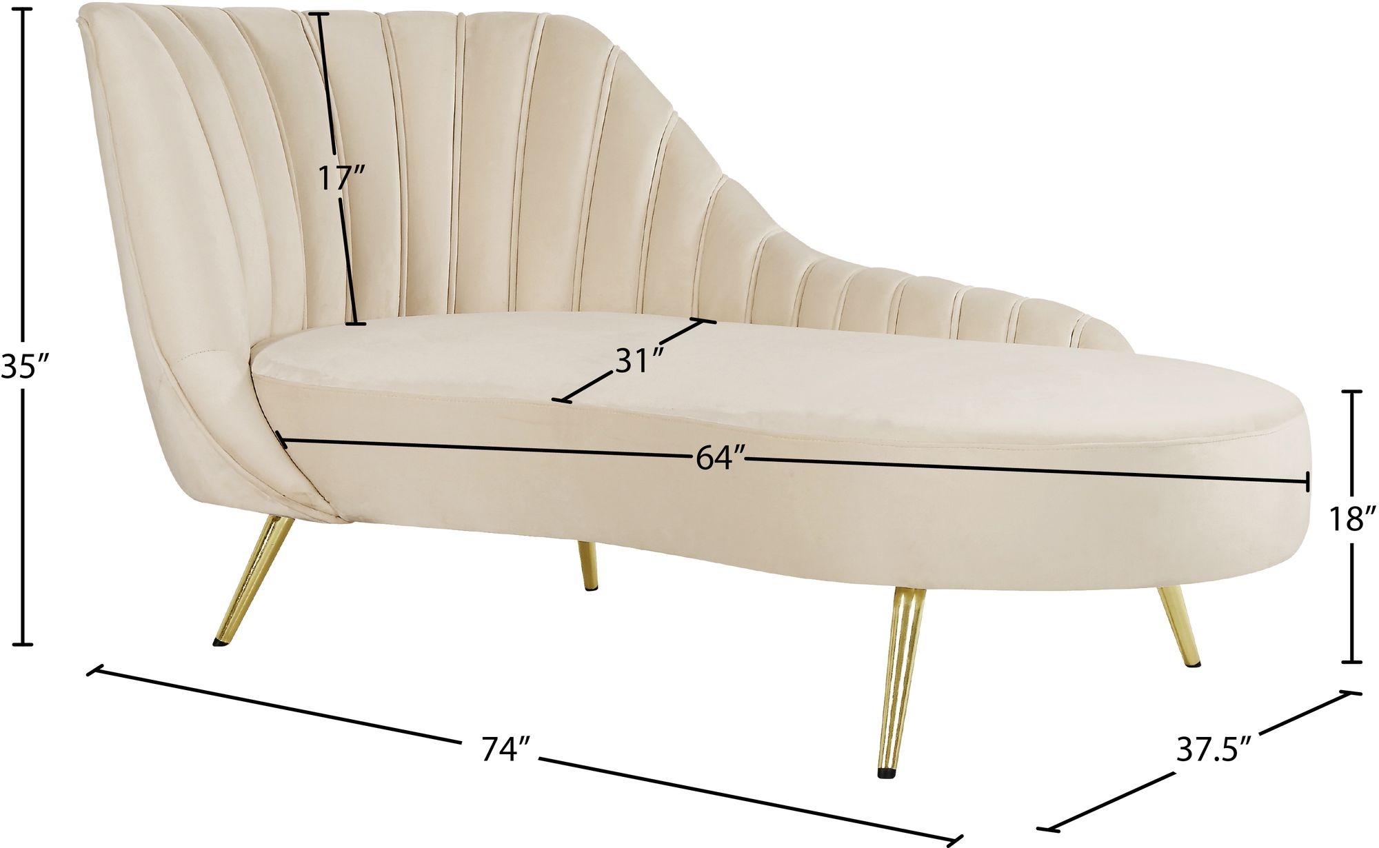 Margo Velvet Chaise Lounge