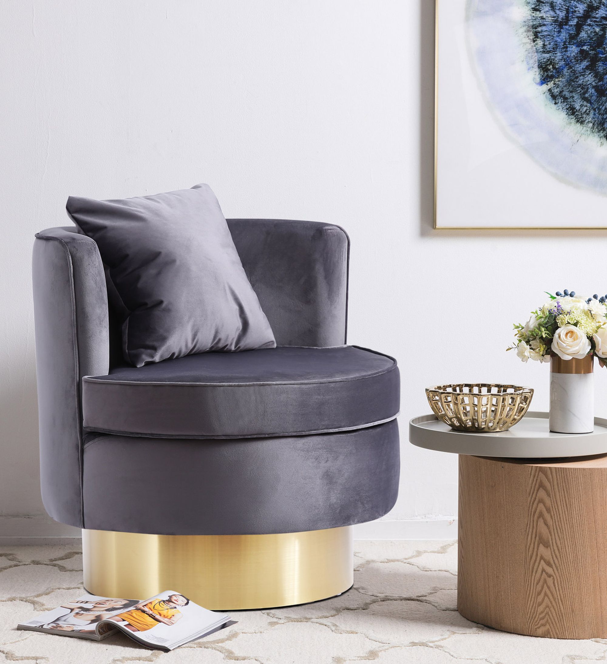 Kendra Velvet Accent Chair
