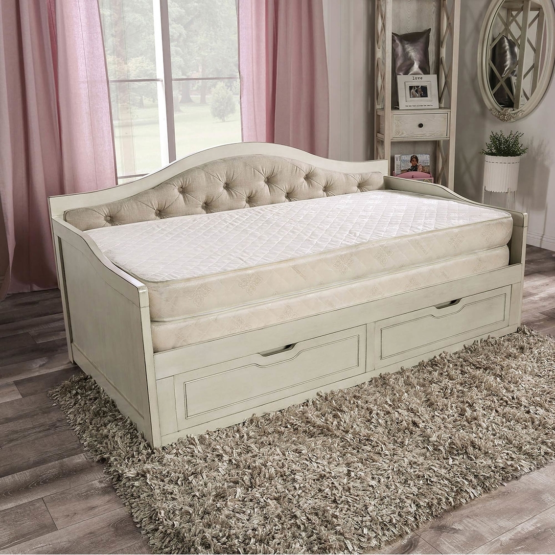 Maureen Fabric/Wood Storage Daybed w/Trundle