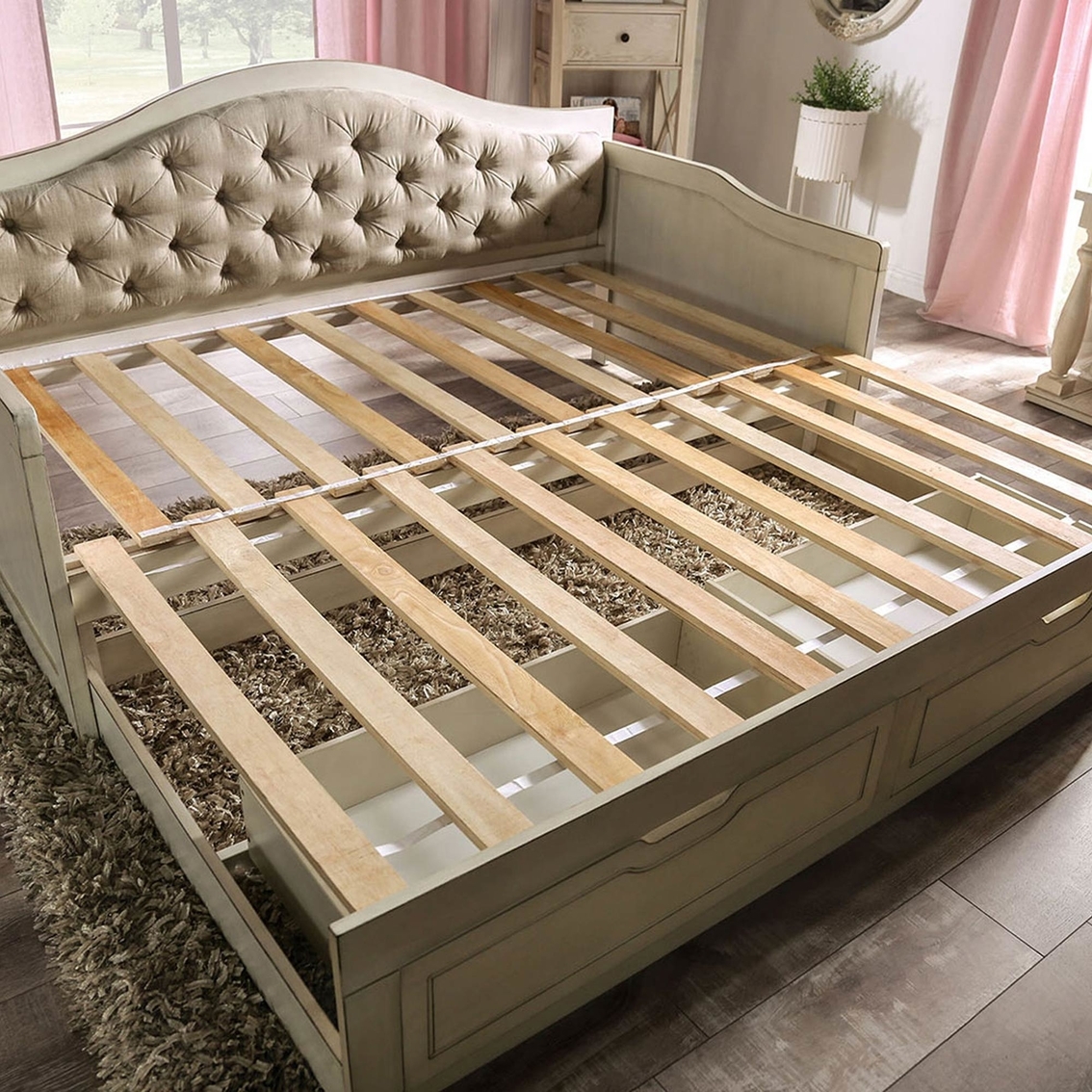 Maureen Fabric/Wood Storage Daybed w/Trundle