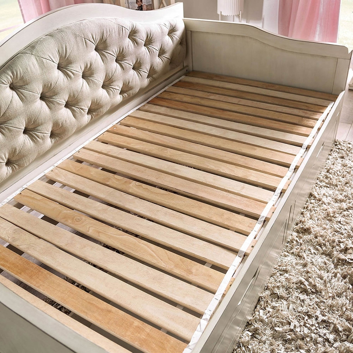 Maureen Fabric/Wood Storage Daybed w/Trundle