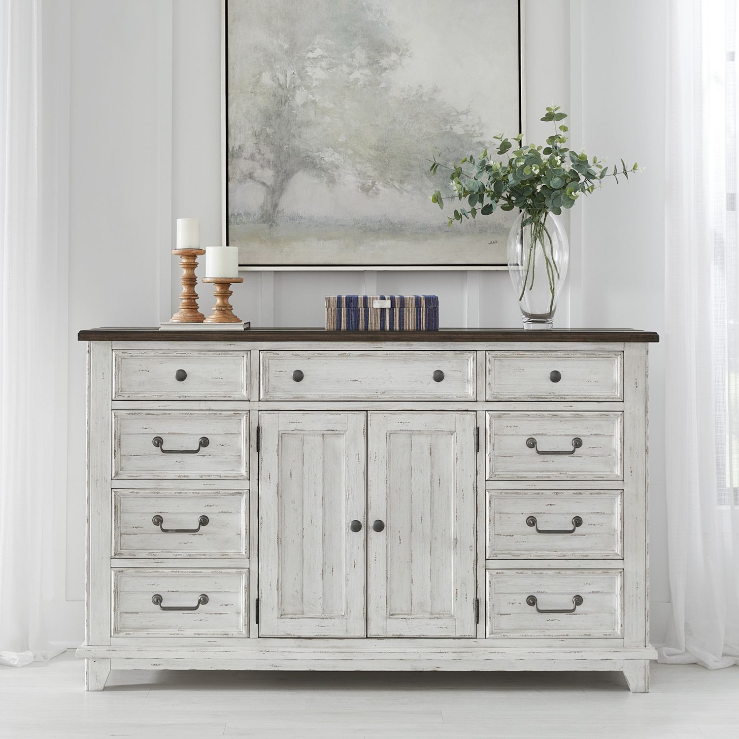 River Place Wood Dresser w/2 Doors & 9 Drawers