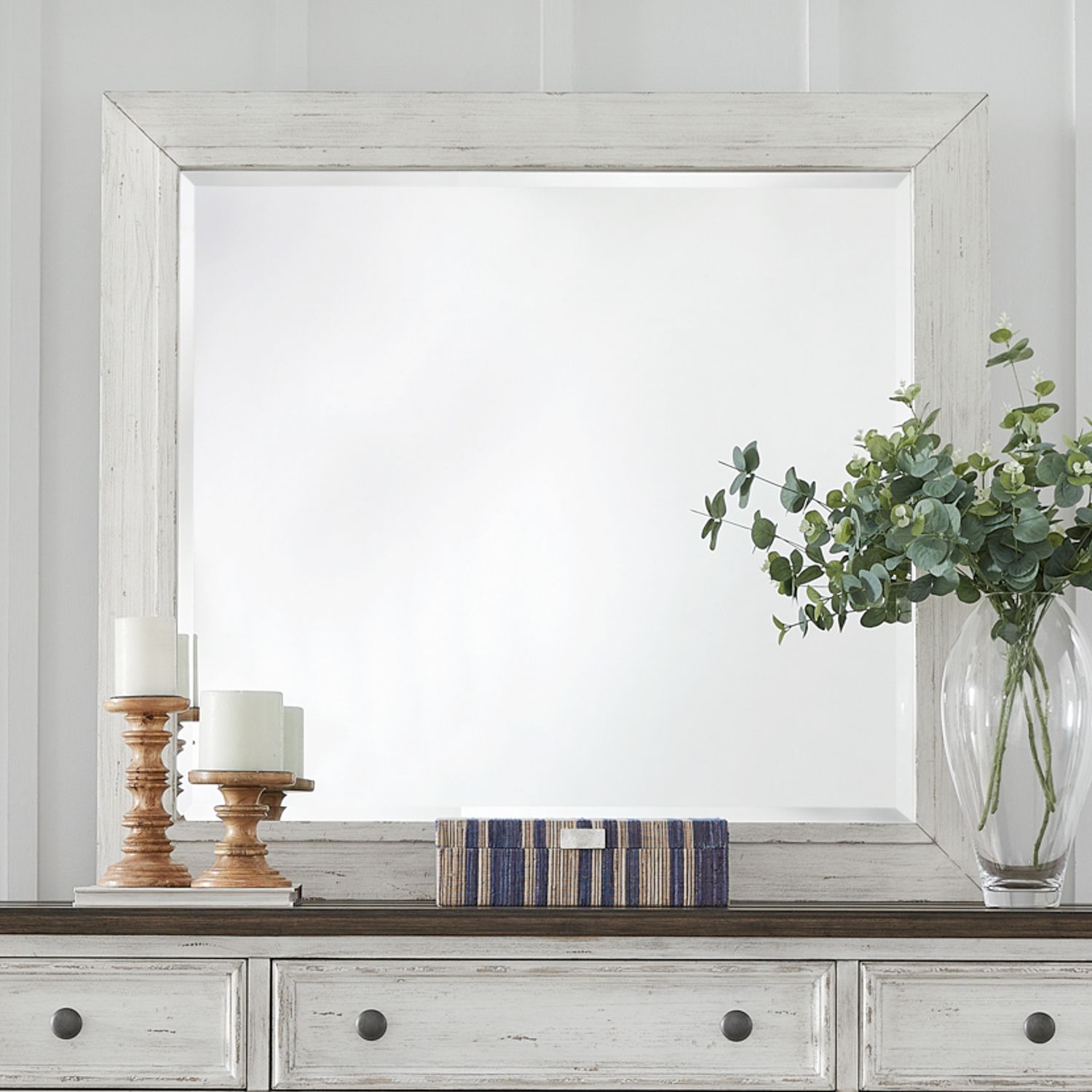 River Place Rectangular Wood/Glass Mirror