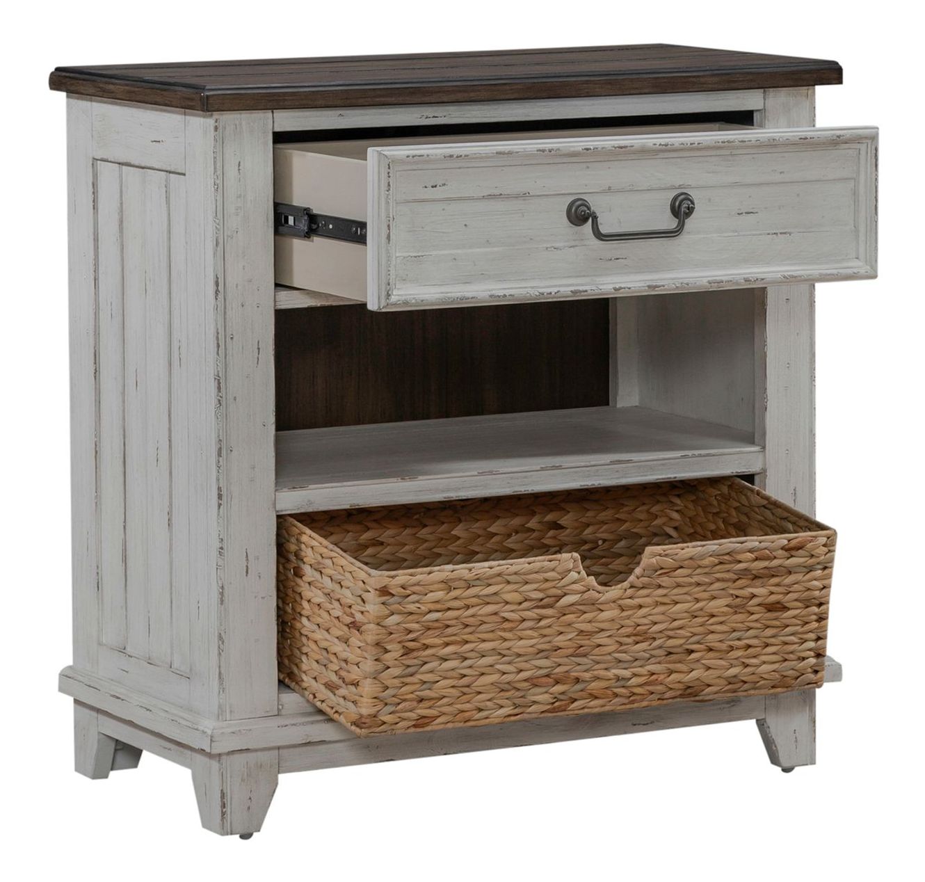 River Place Wood Bedside Chest w/Charging Station & Drawer