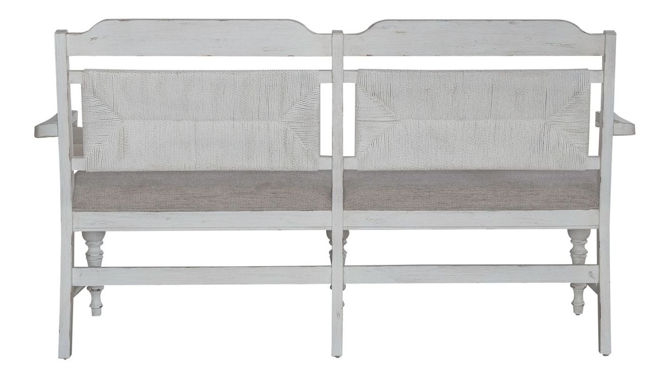 River Place Fabric/Wood Panel Back Bench