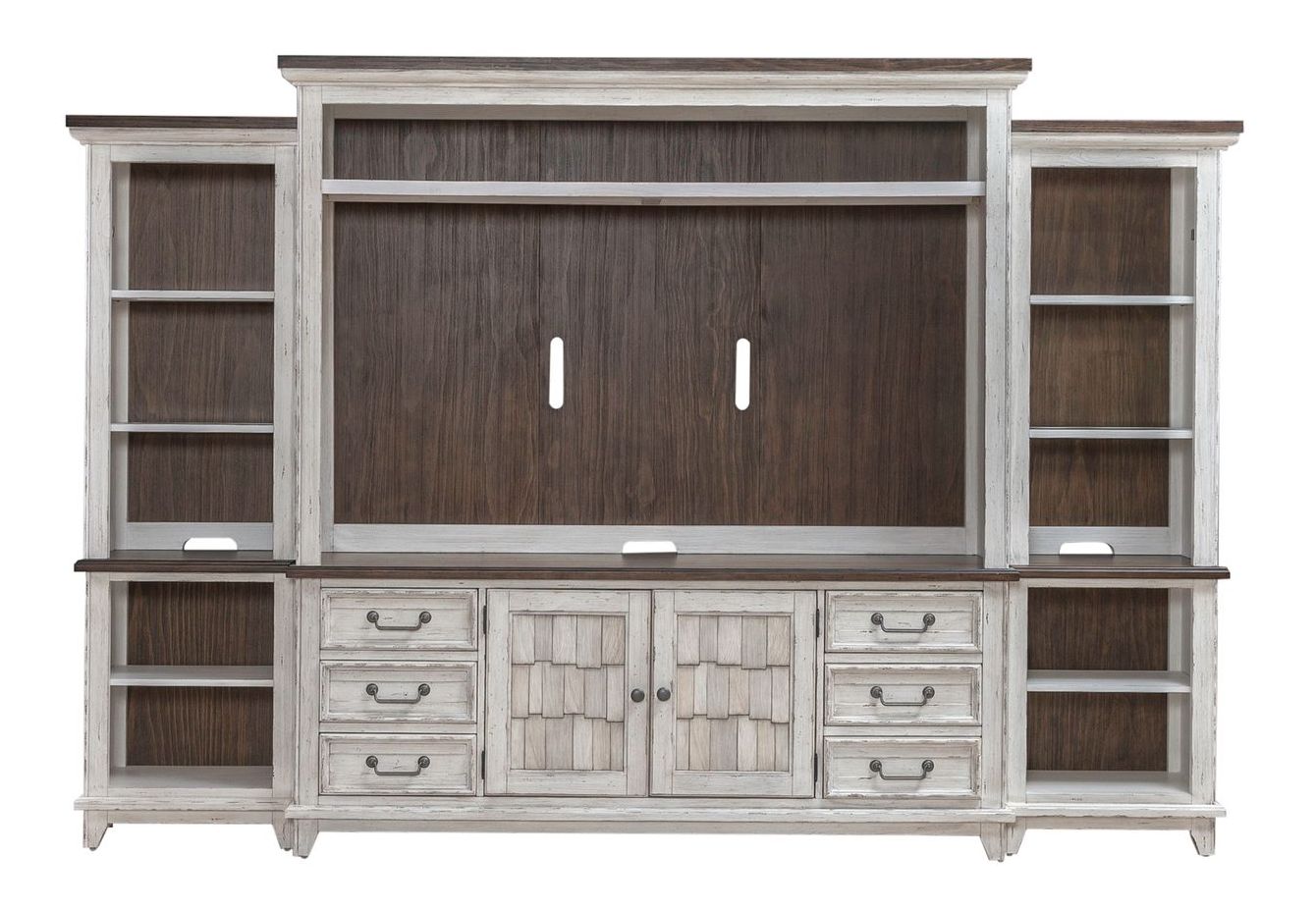 River Place Wood Entertainment Center w/Piers & 6 Drawers & 2 Doors