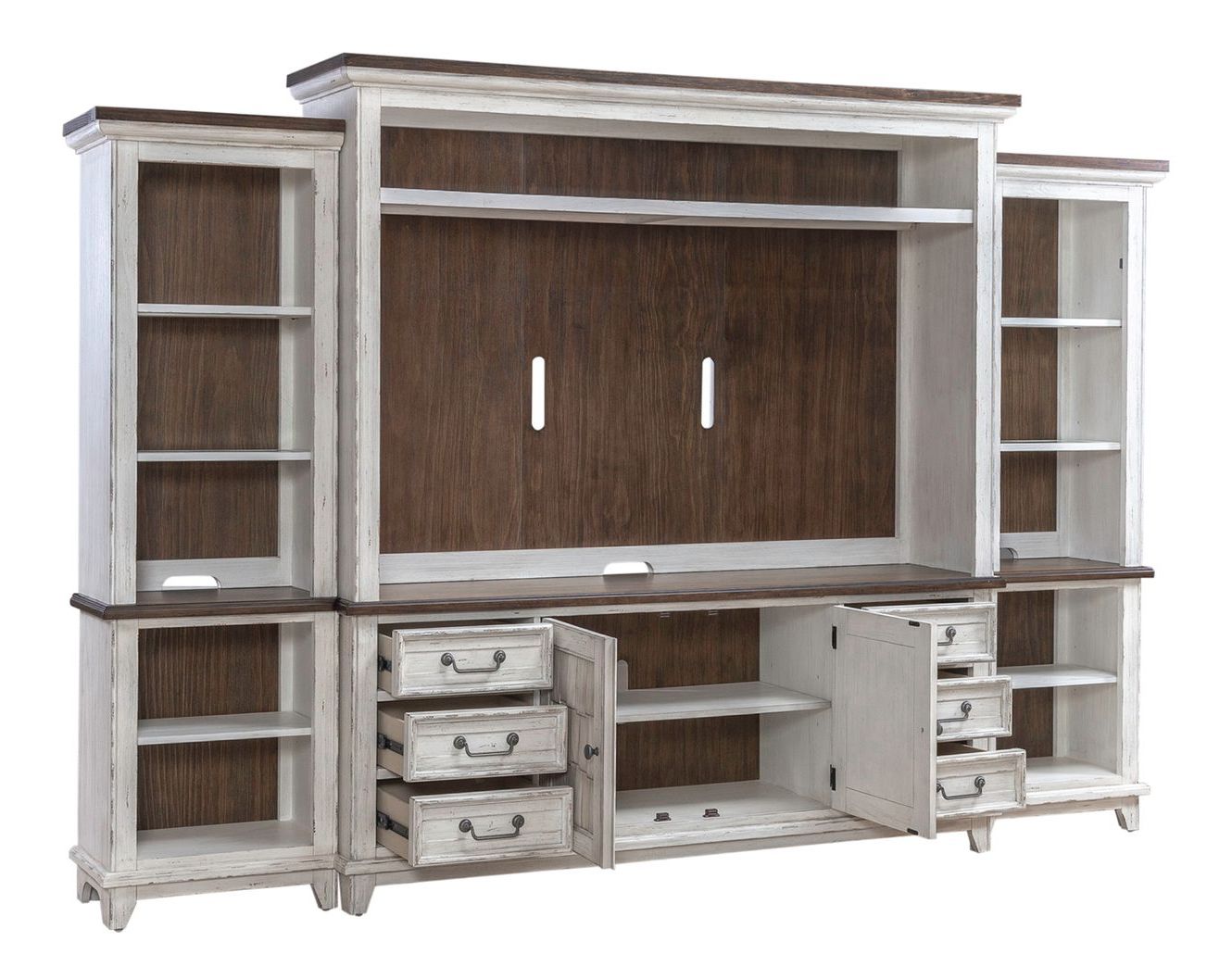 River Place Wood Entertainment Center w/Piers & 6 Drawers & 2 Doors