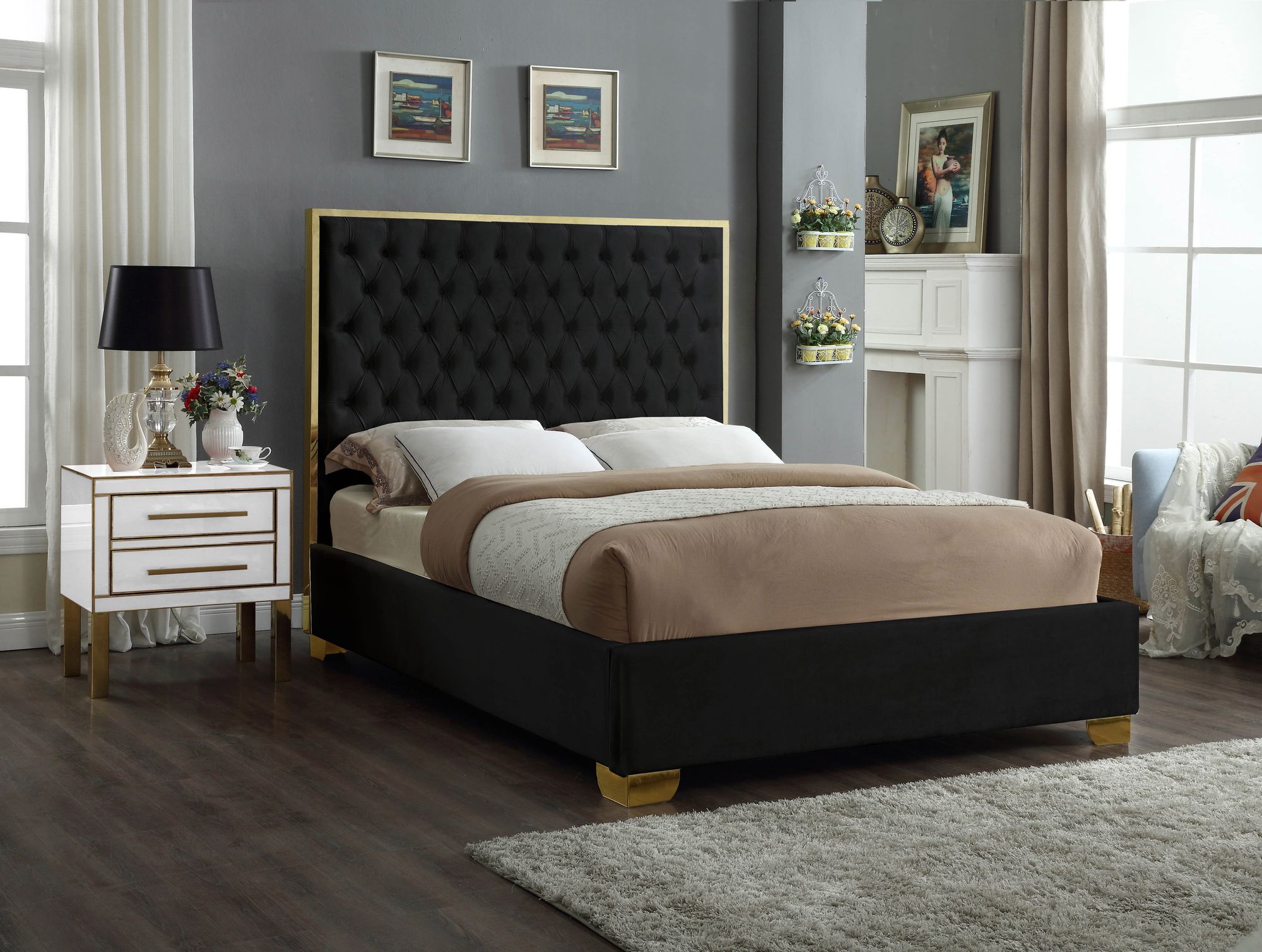 Lana Velvet King Size Bed