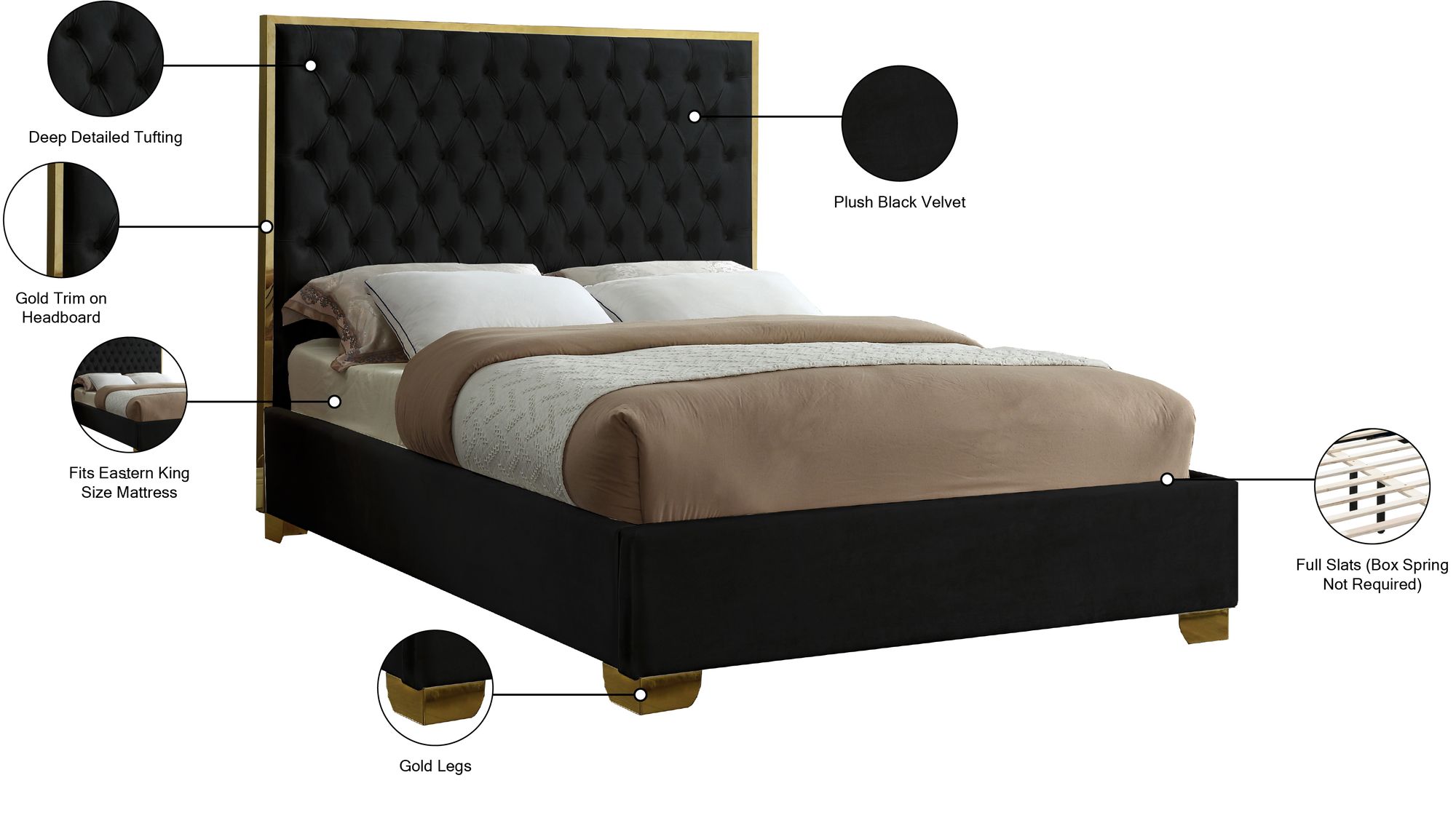 Lana Velvet King Size Bed