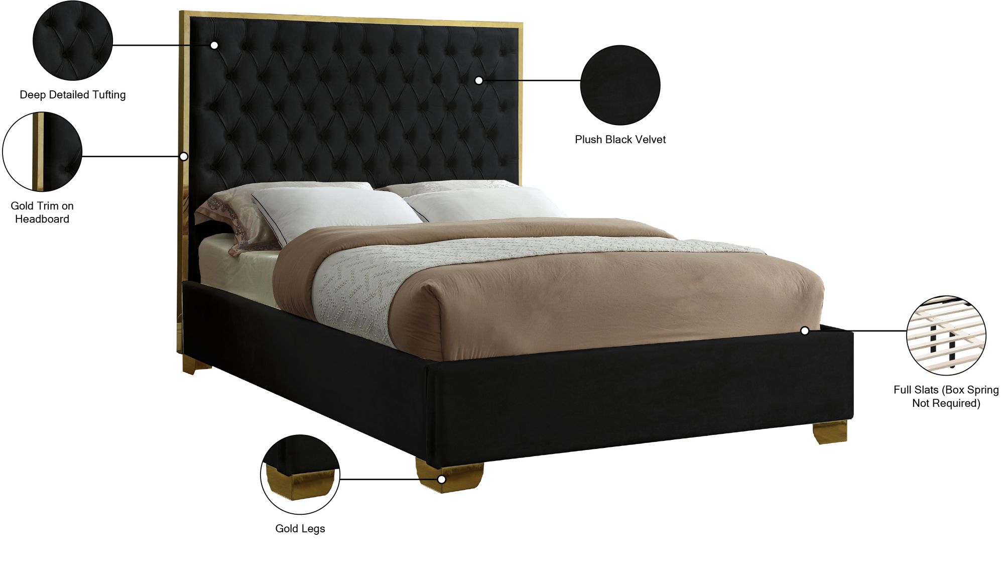Lana Velvet Queen Size Bed