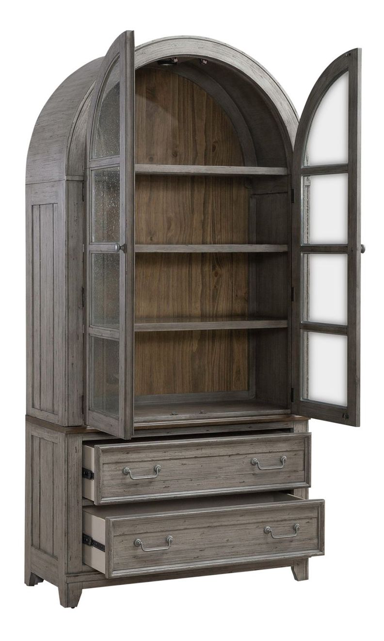 River Place Wood/Glass Curio Cabinet w/LED Lighting & 2 Drawers & 2 Doors