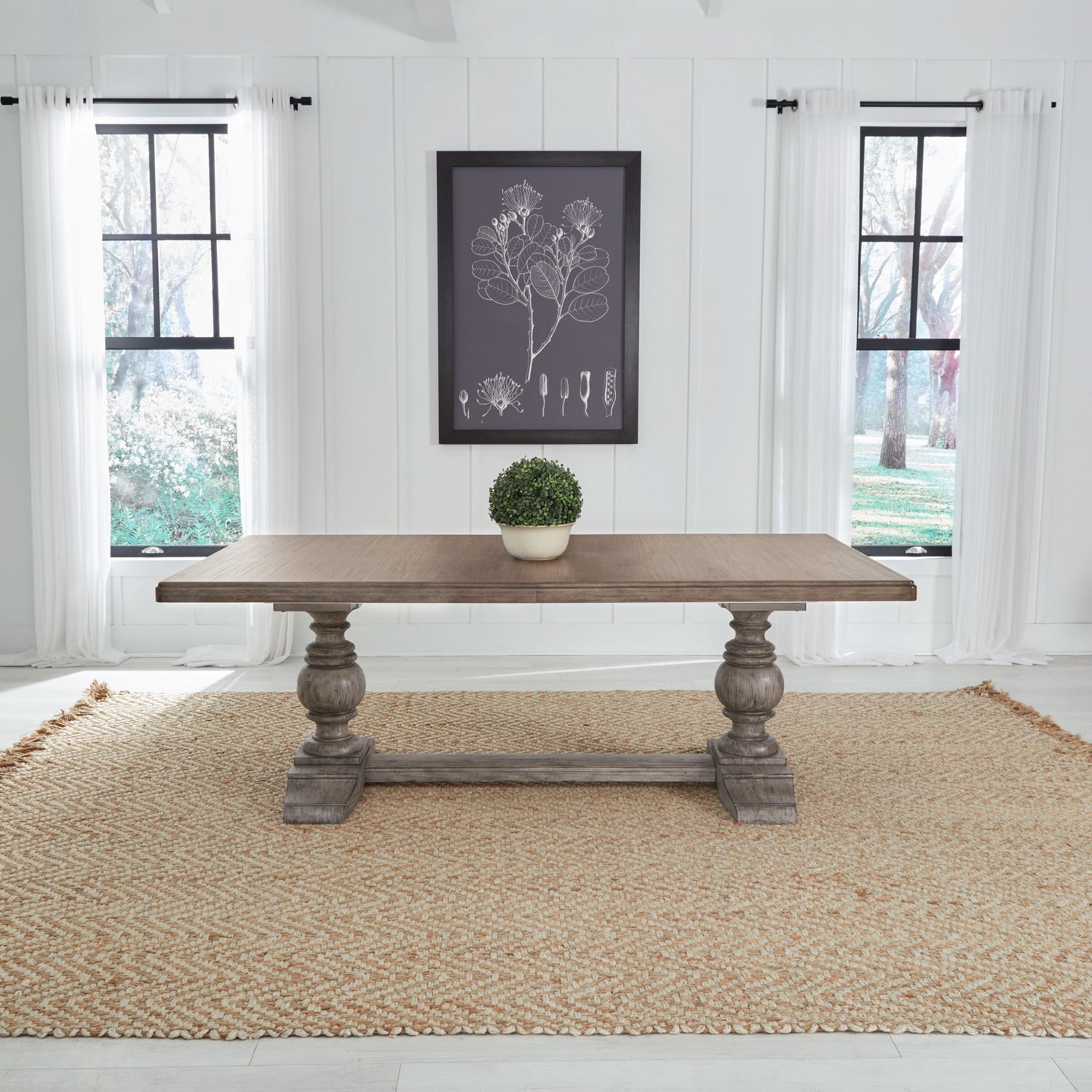 River Place Rectangular Wood Trestle Extendable Dining Table