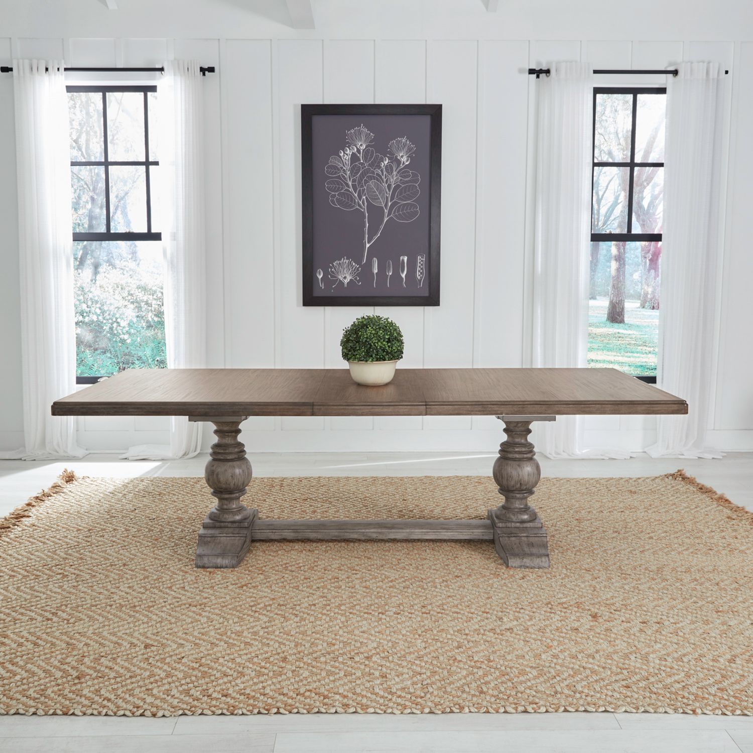River Place Rectangular Wood Trestle Extendable Dining Table