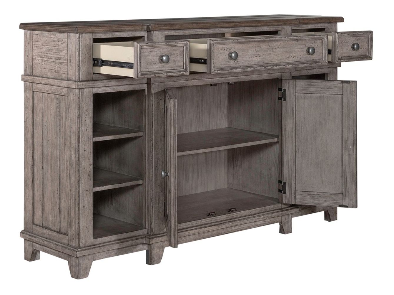 River Place Wood Breakfront Server w/3 Drawers & 2 Doors