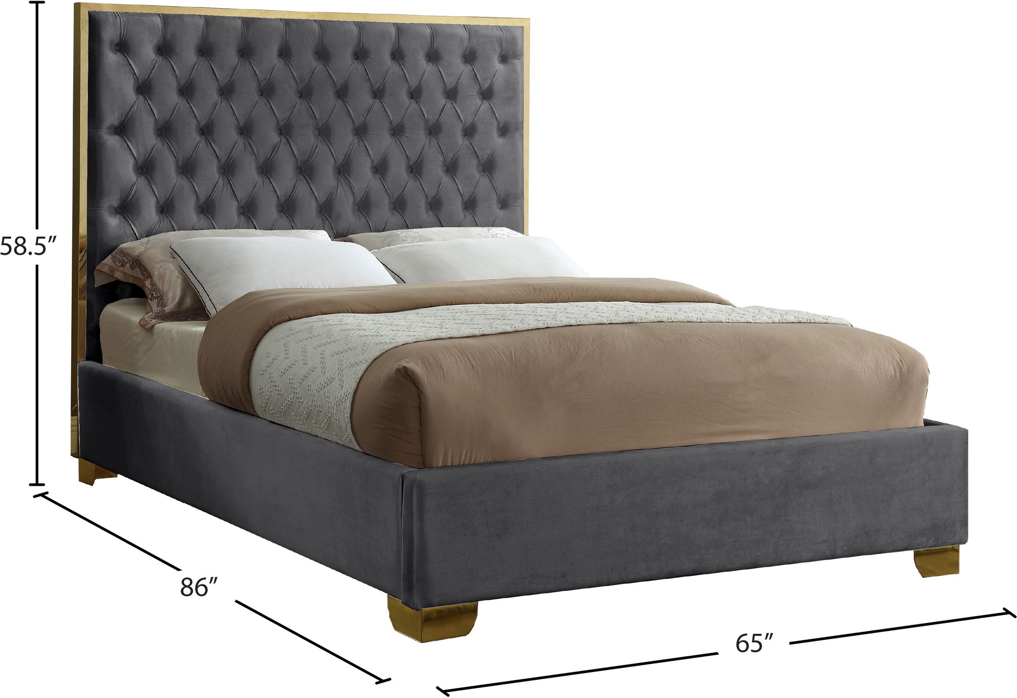 Lana Velvet Queen Size Bed