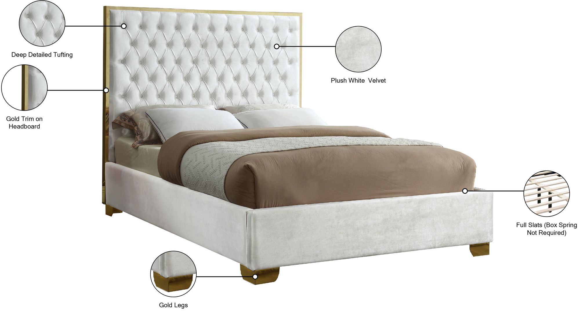 Lana Velvet Queen Size Bed