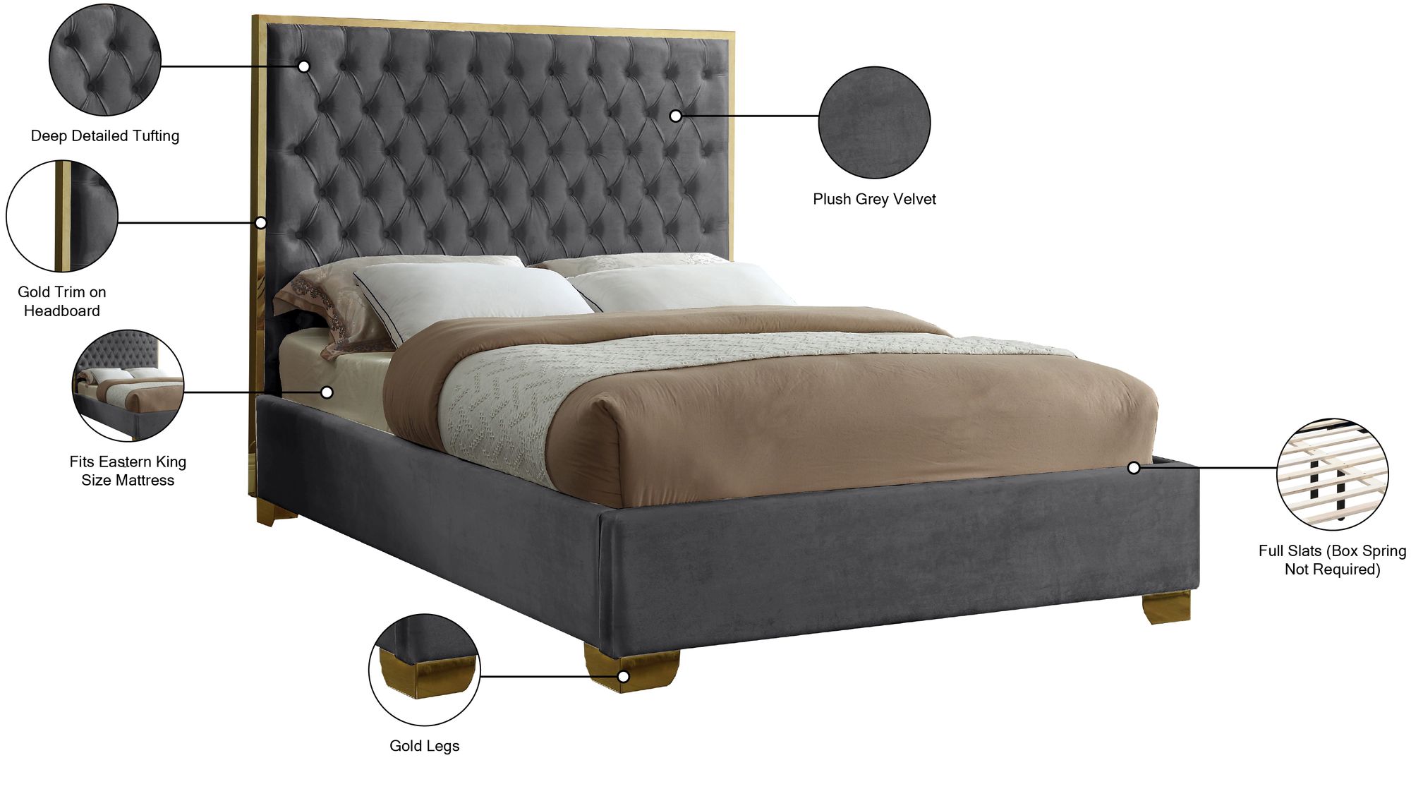 Lana Velvet King Size Bed