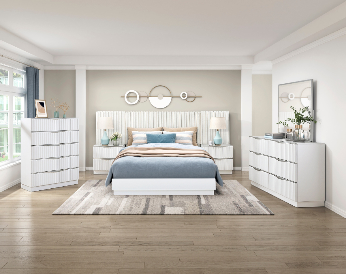 Linea Faux Fur/Wood Panel Bedroom Set