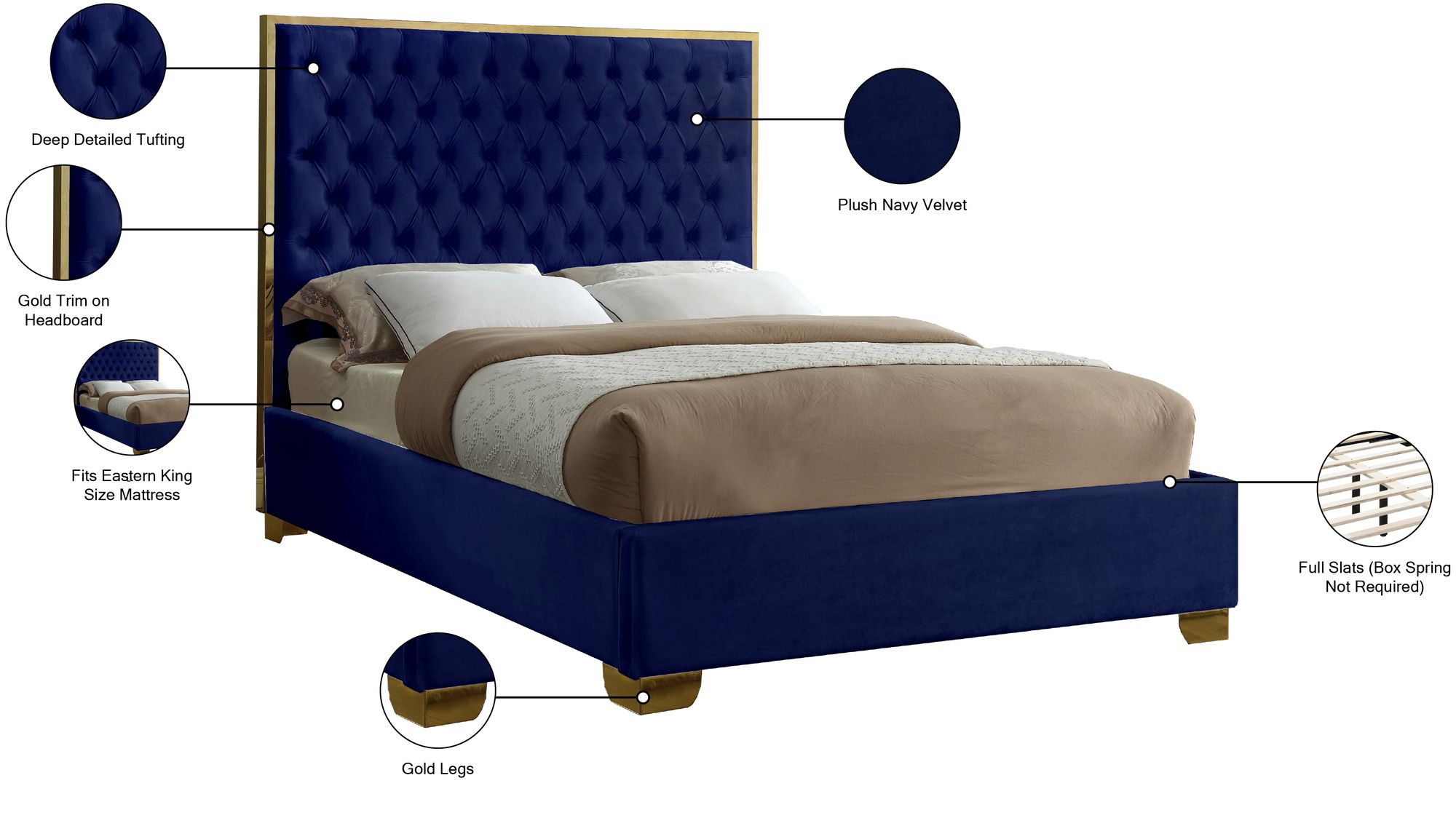 Lana Velvet King Size Bed