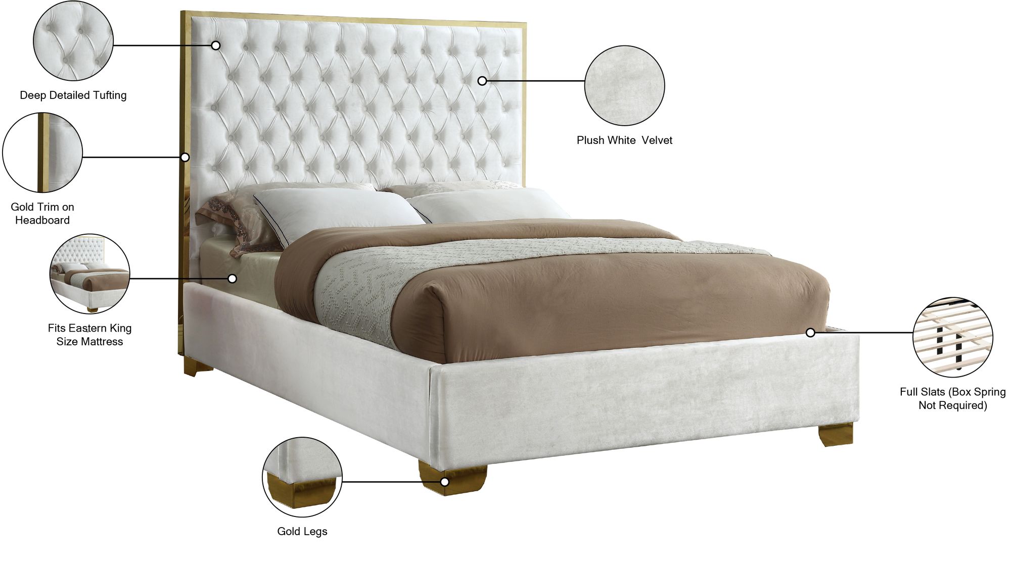 Lana Velvet King Size Bed